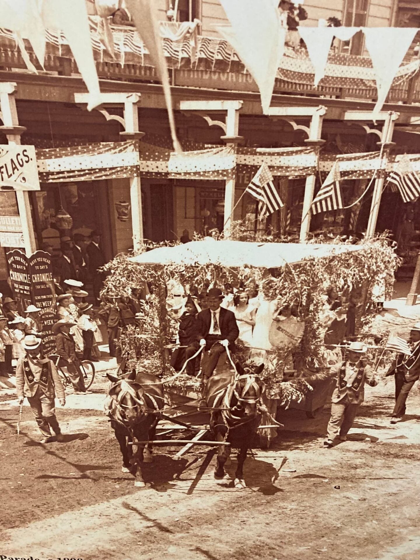 Vintage parade with horse-drawn decorated carriage