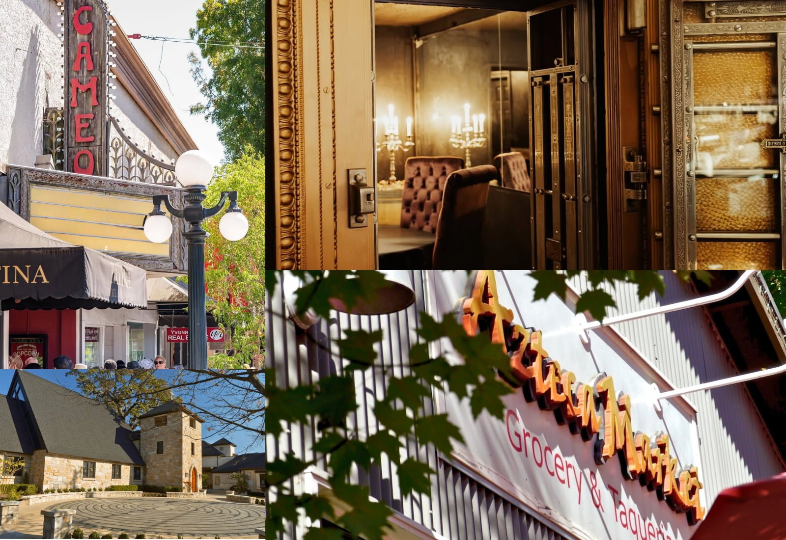 Collage of various storefronts and interiors.