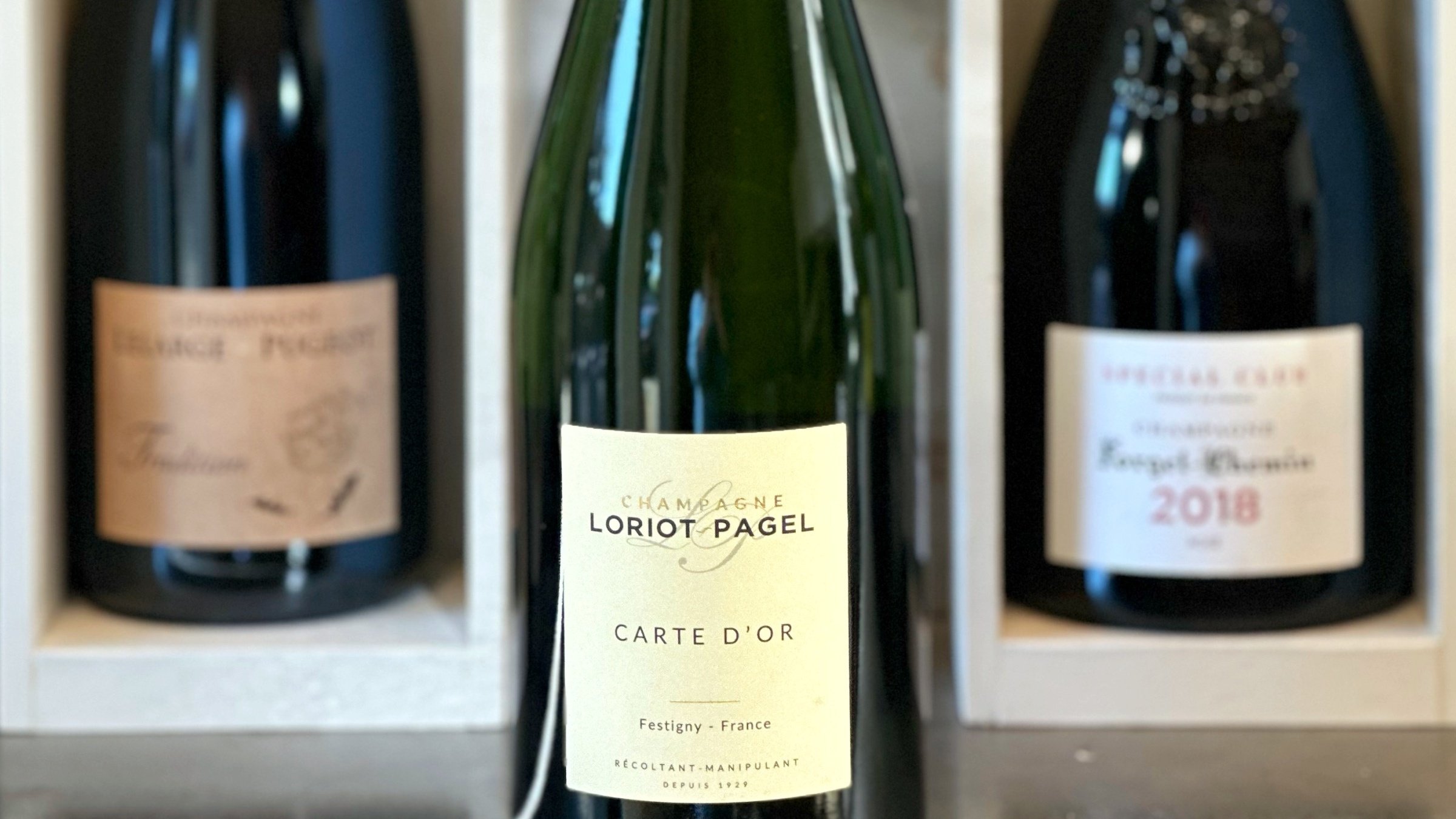 Loriot-Pagel champagne bottle on display