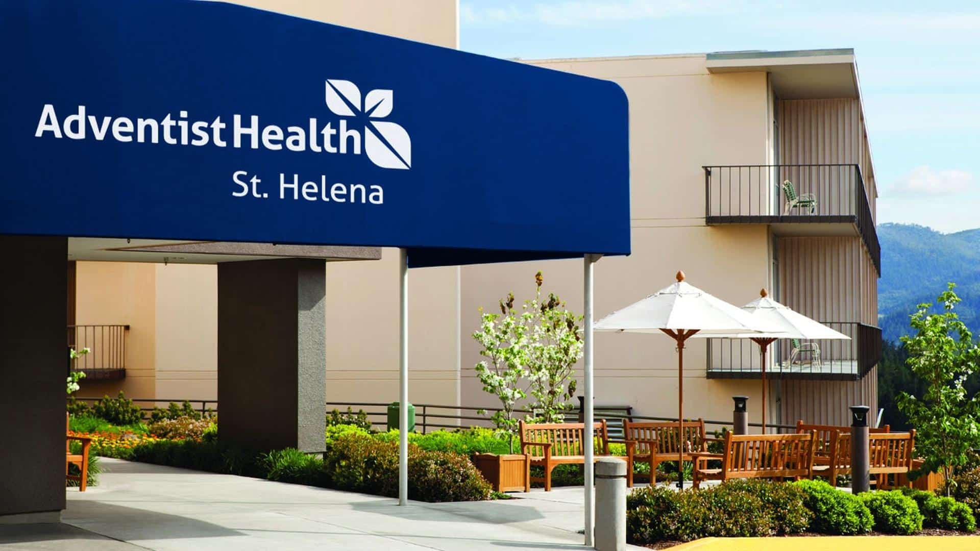 Adventist Health St. Helena entrance with seating area
