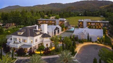 Luxury resort with pool and vineyard view