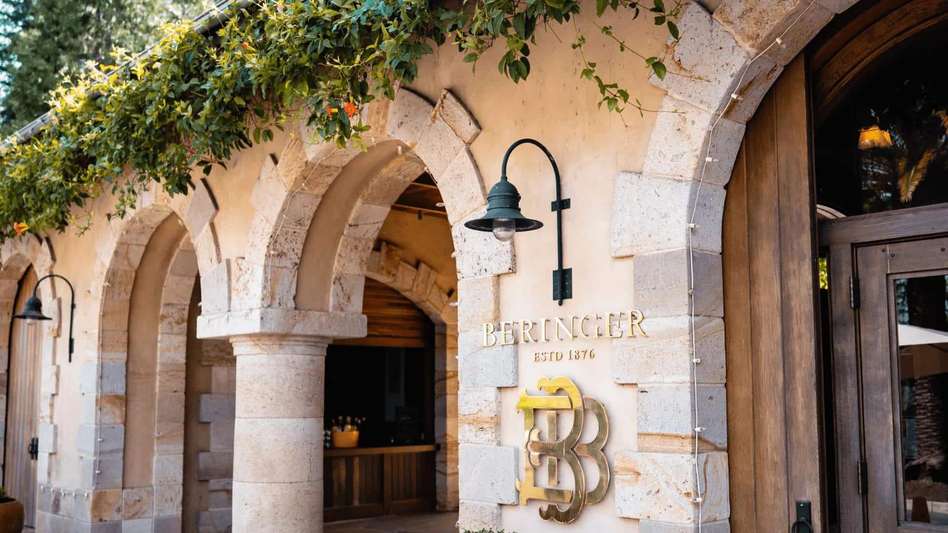 Beringer Vineyards entrance, established 1876, stone arches