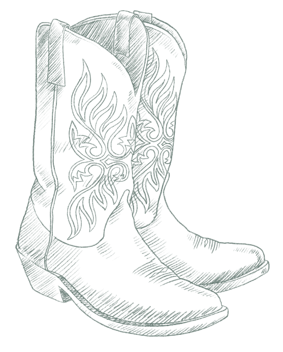 Illustration of decorative cowboy boots