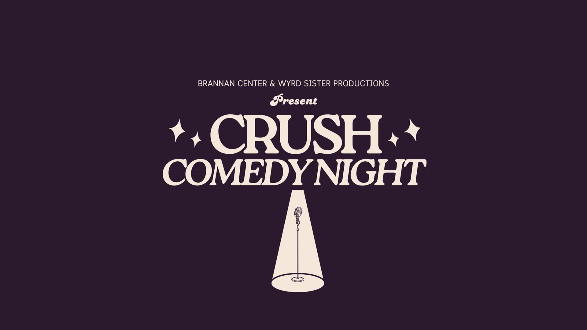 Crush Comedy Night event poster with microphone spotlight