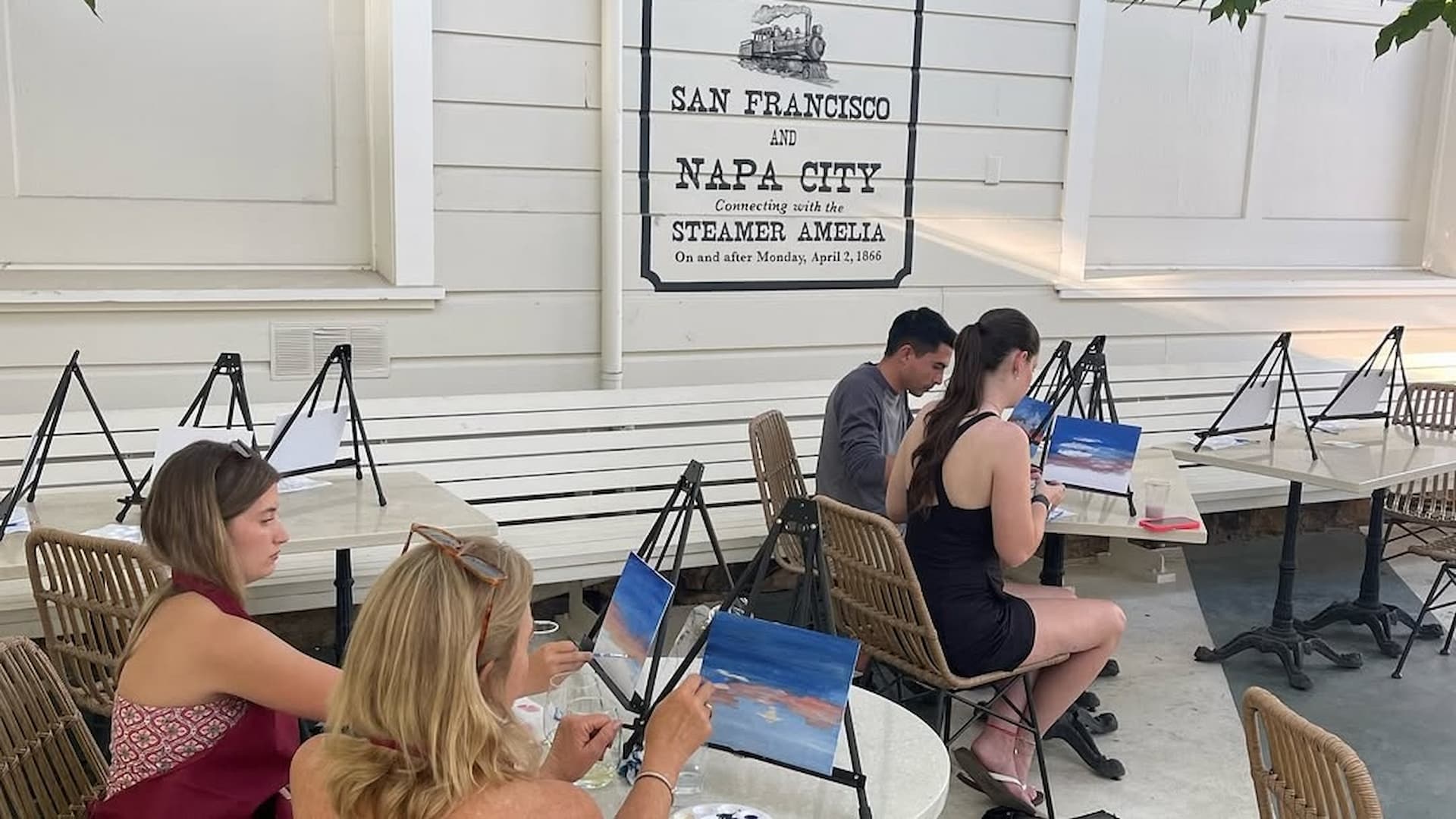 People painting at a San Francisco art class.