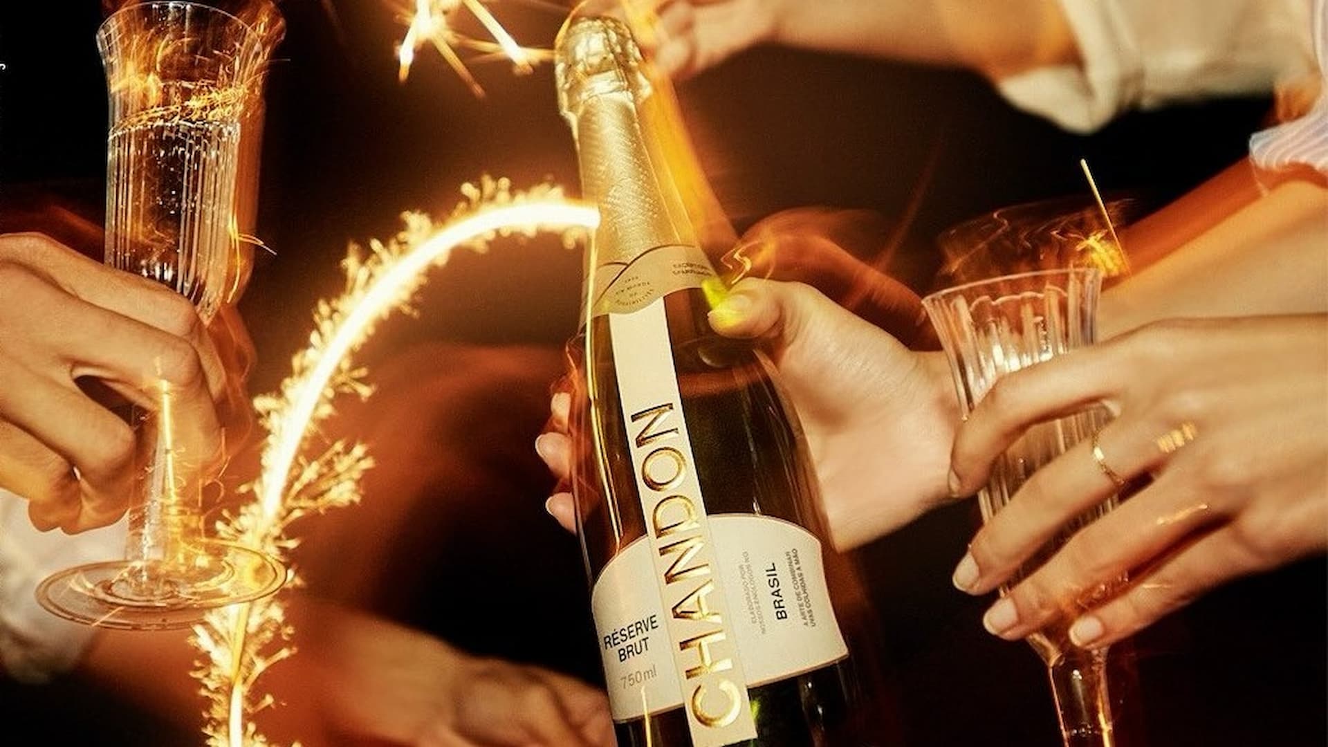 Celebration with champagne and sparklers