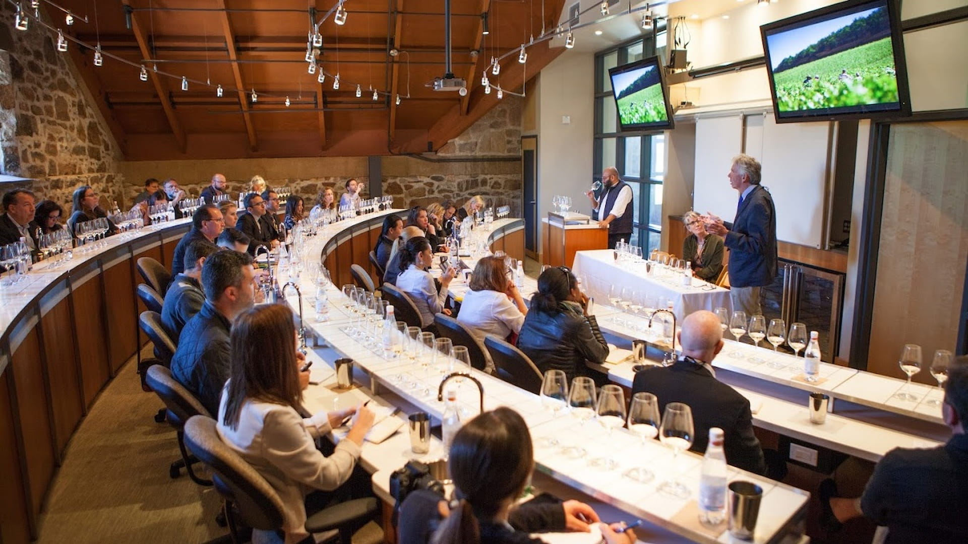 Wine tasting event in a conference room