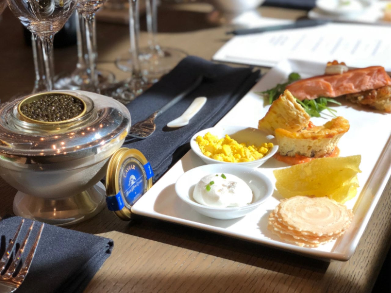 Luxury caviar and salmon tasting platter
