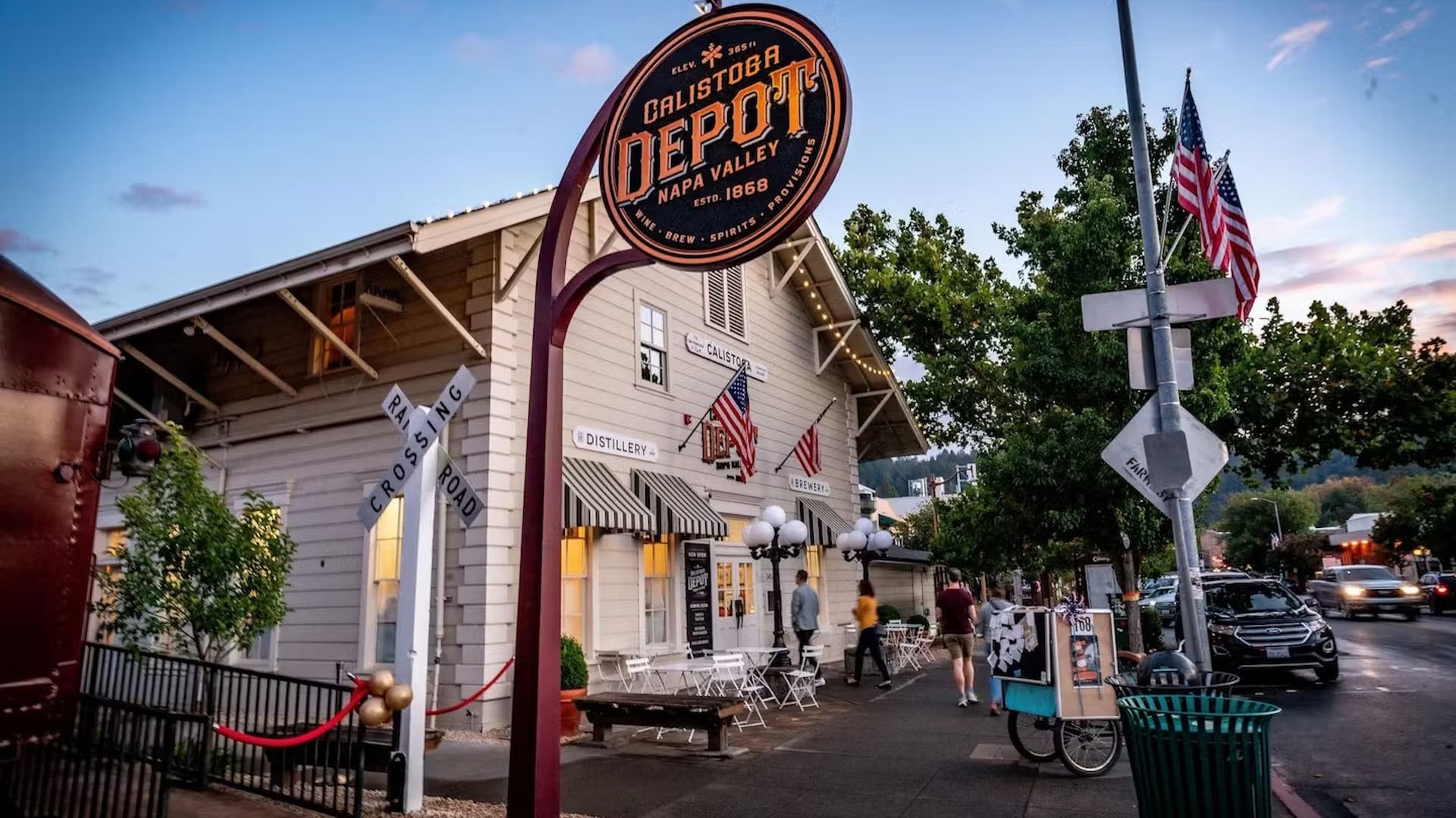 Calistoga Depot in Napa Valley at sunset