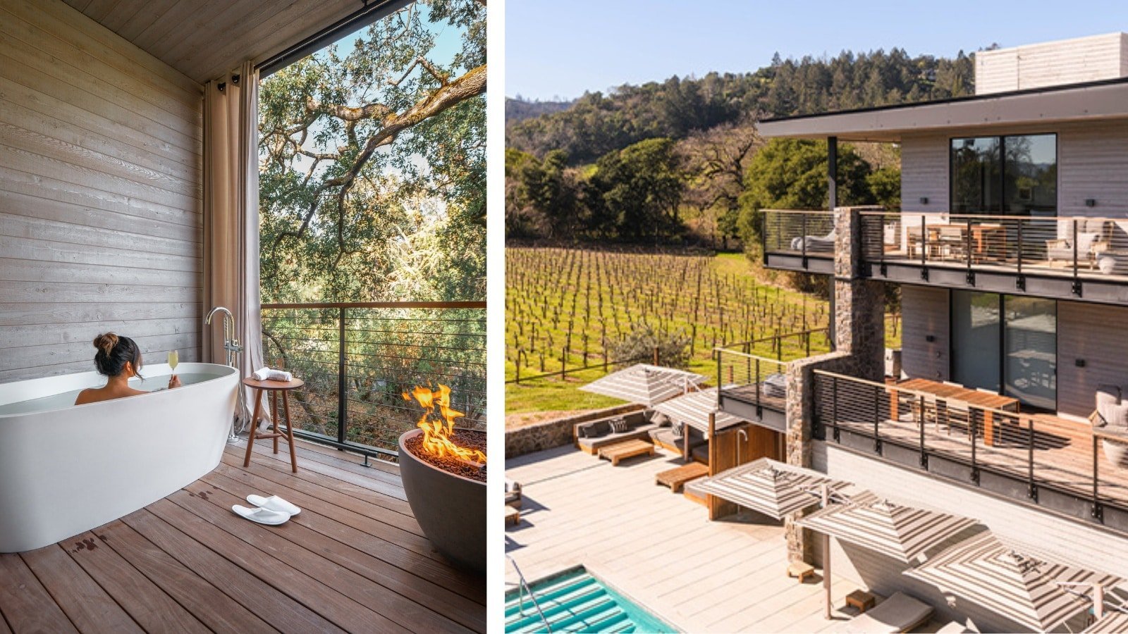 Luxury resort with vineyard and outdoor bath