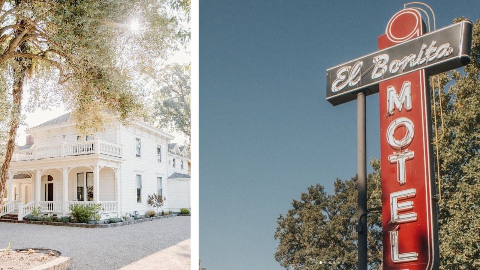 Historic house and El Bonita Motel sign