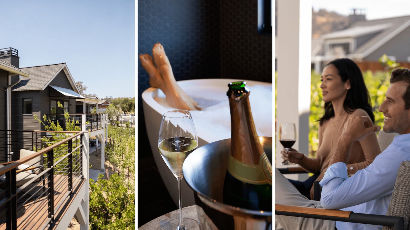 Luxury resort, spa bath, and wine tasting