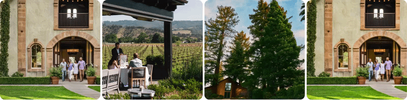 Winery estate with vineyard views and outdoor dining