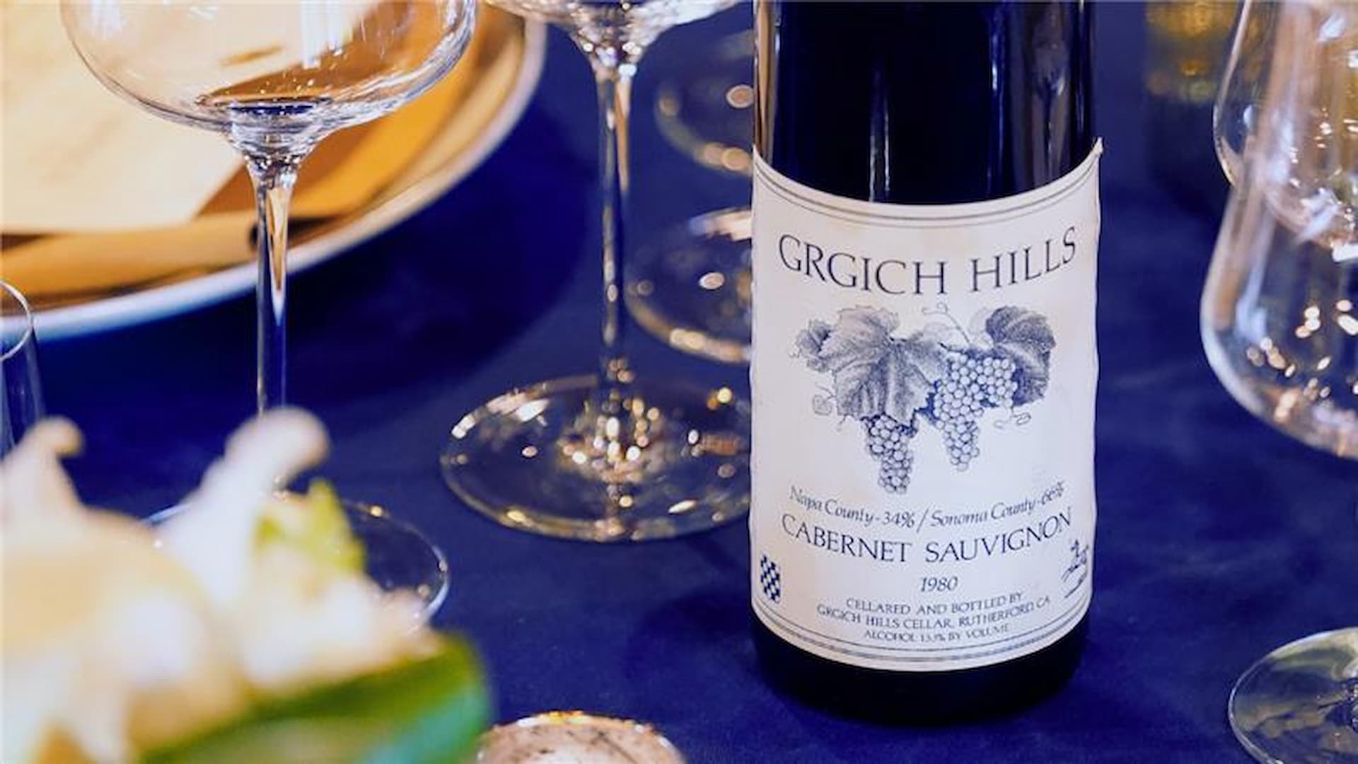 Grgich Hills Cabernet Sauvignon wine bottle on table