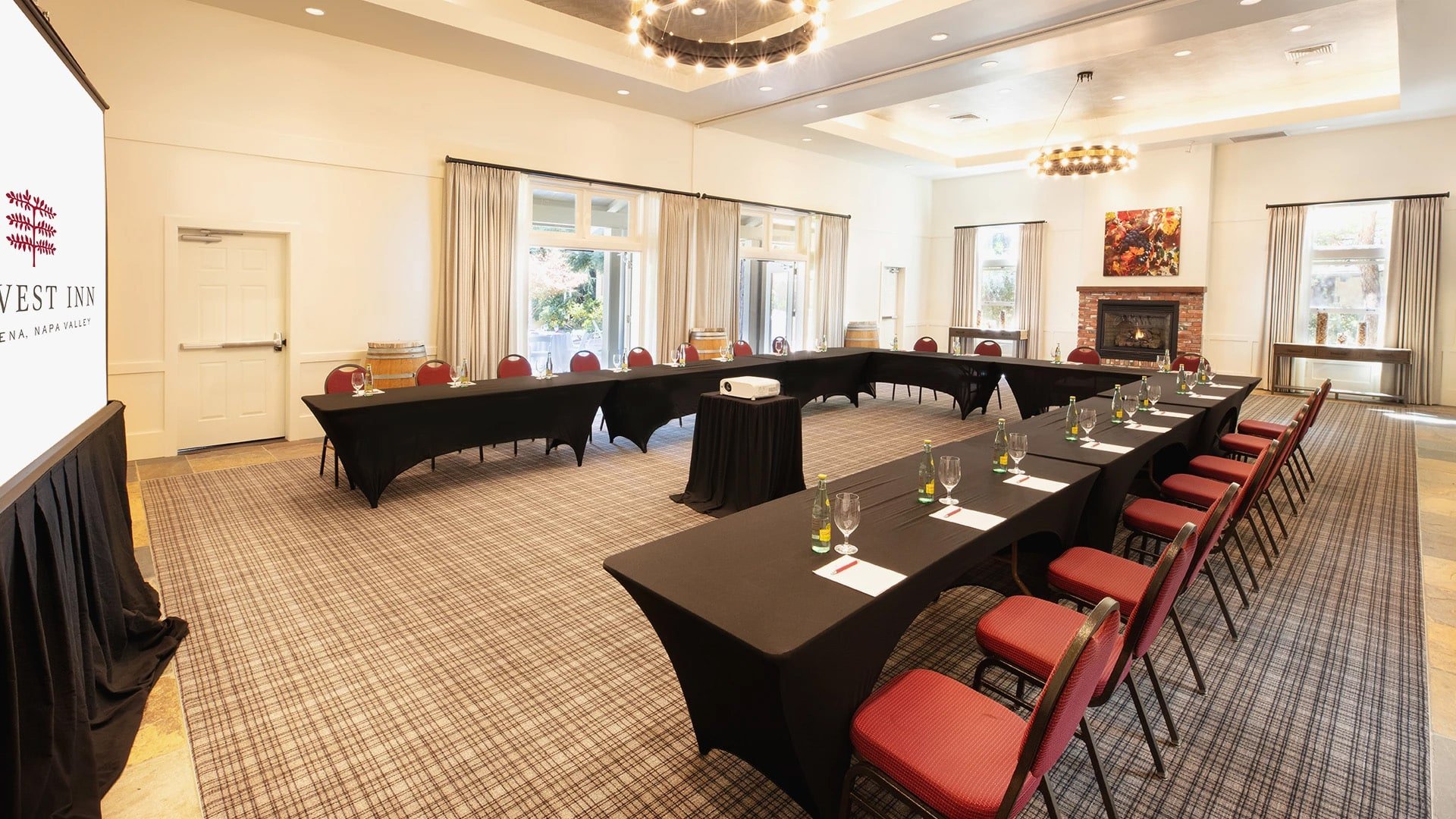 Conference room with tables and chairs