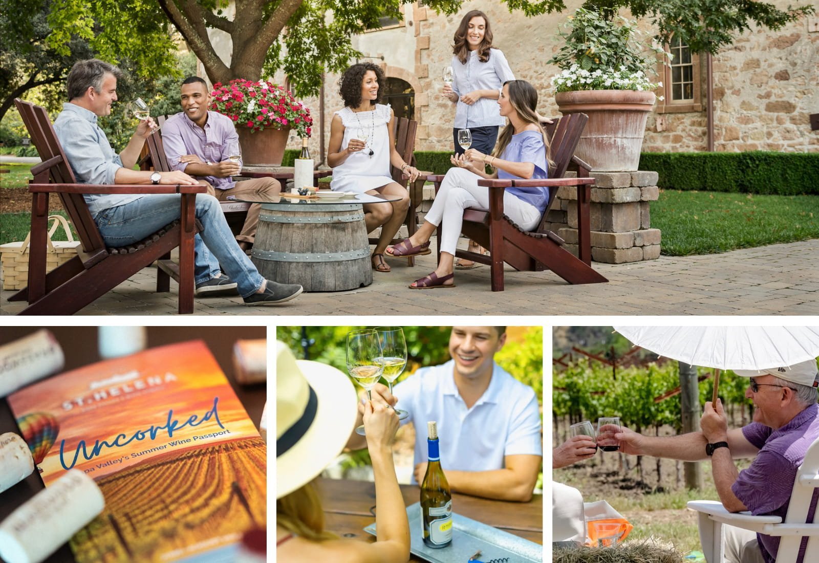 People enjoying wine outdoors in Napa Valley.