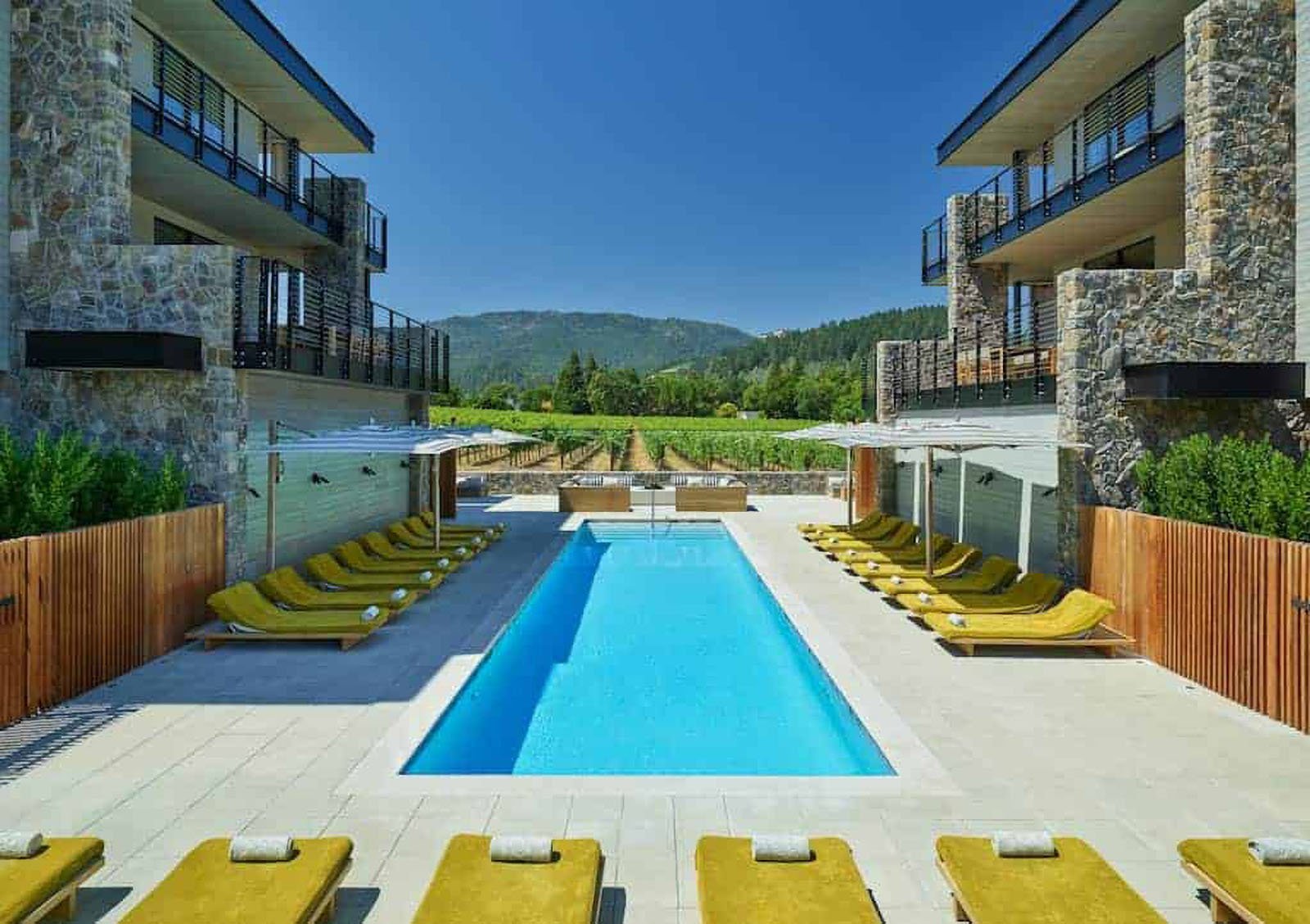 Luxury resort with pool and vineyard views