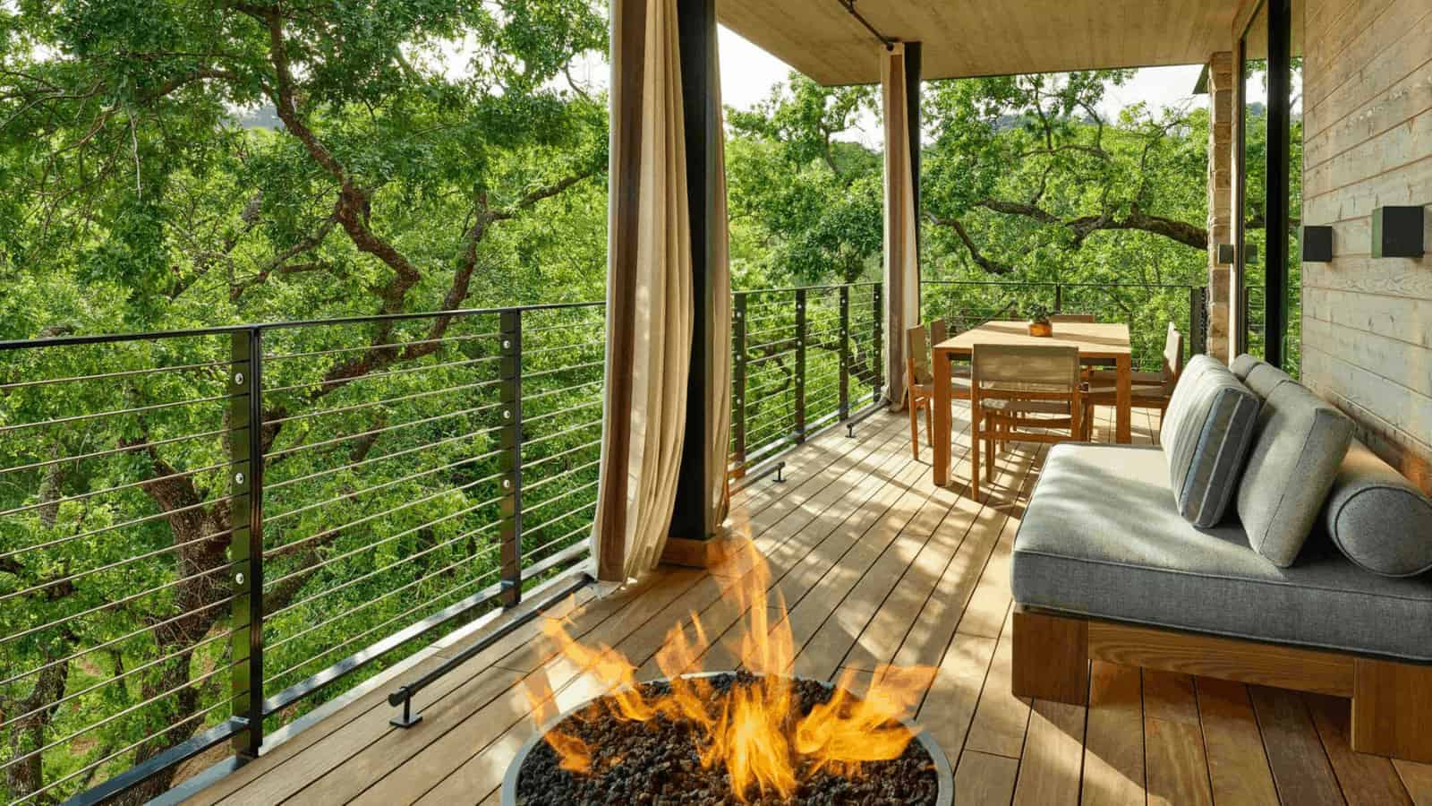 Cozy terrace with view and fire pit