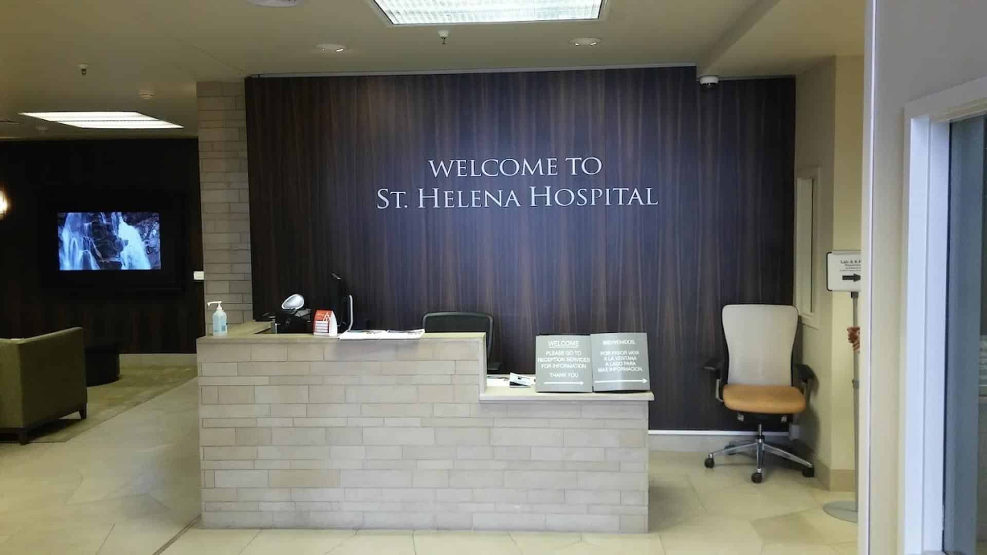 Reception area of St. Helena Hospital entrance