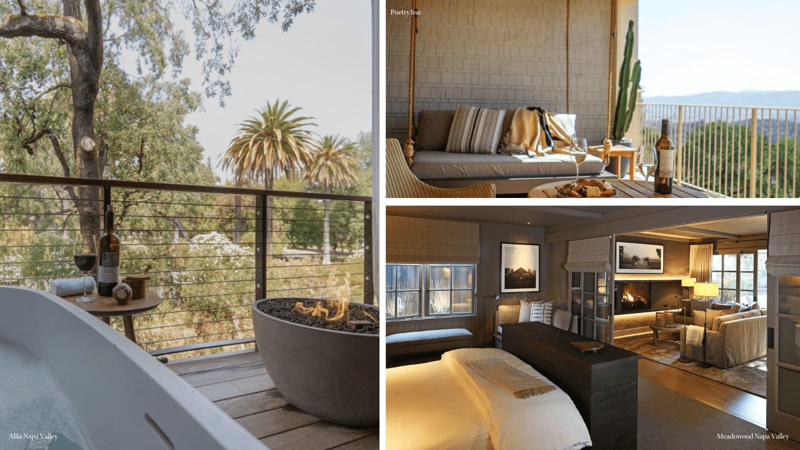 Luxury Napa Valley hotel rooms with scenic views.