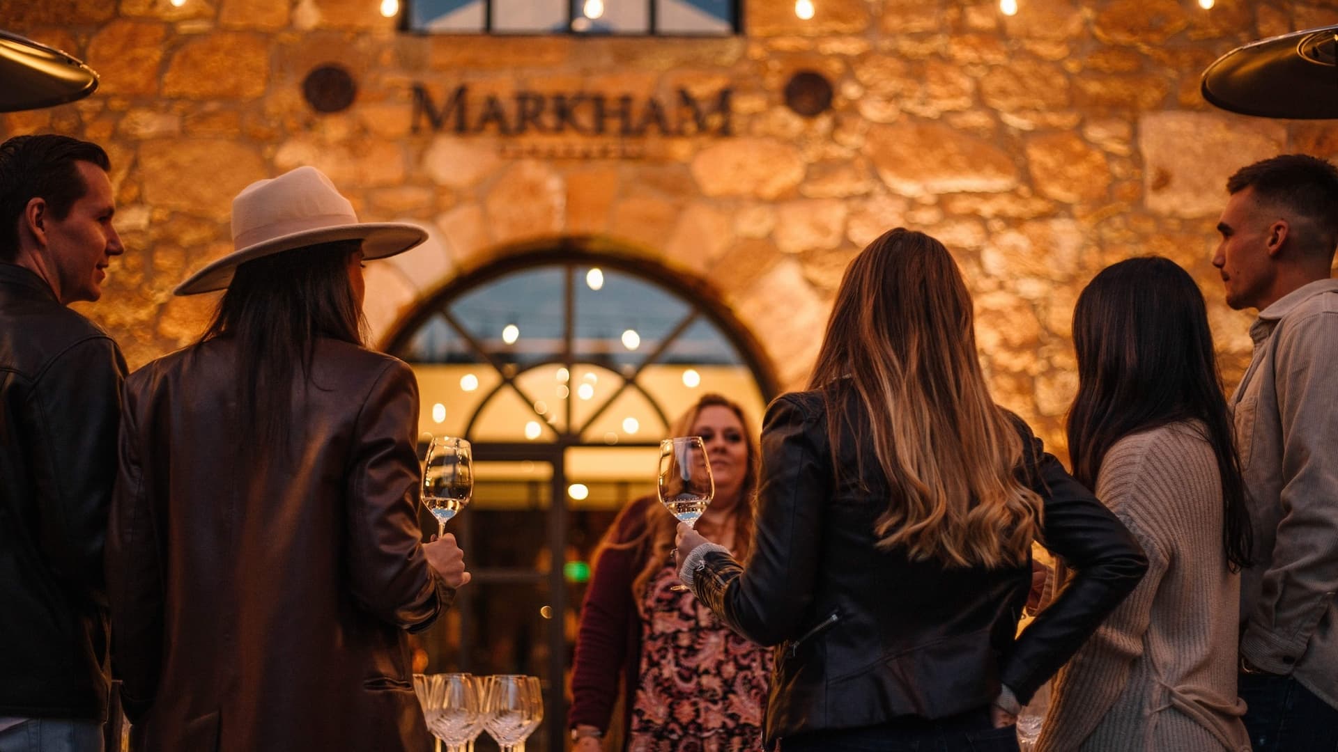 Group enjoying wine tasting at Markham Vineyards