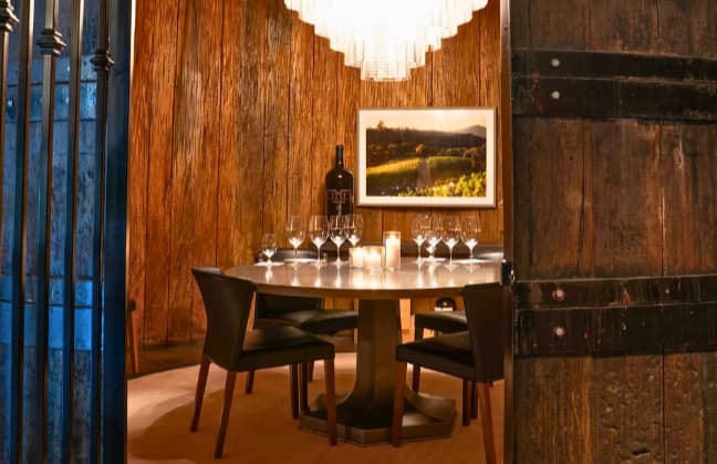 Cozy private dining room with wine and candles