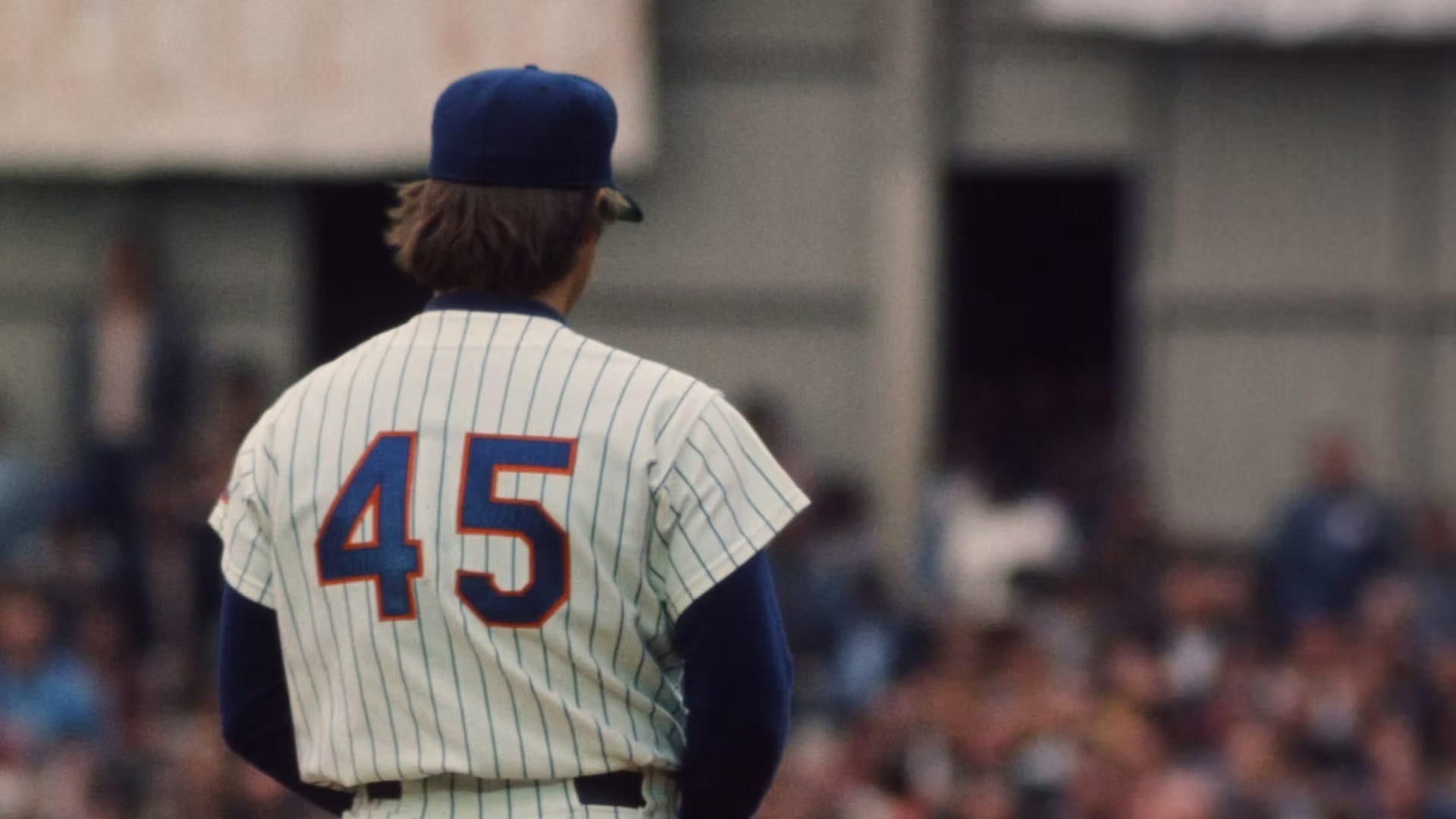 Baseball player number 45 on field during game.