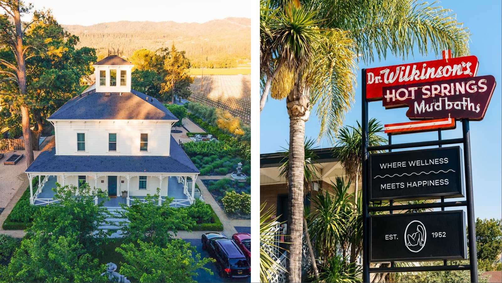 Historic house and Dr. Wilkinson's Hot Springs sign