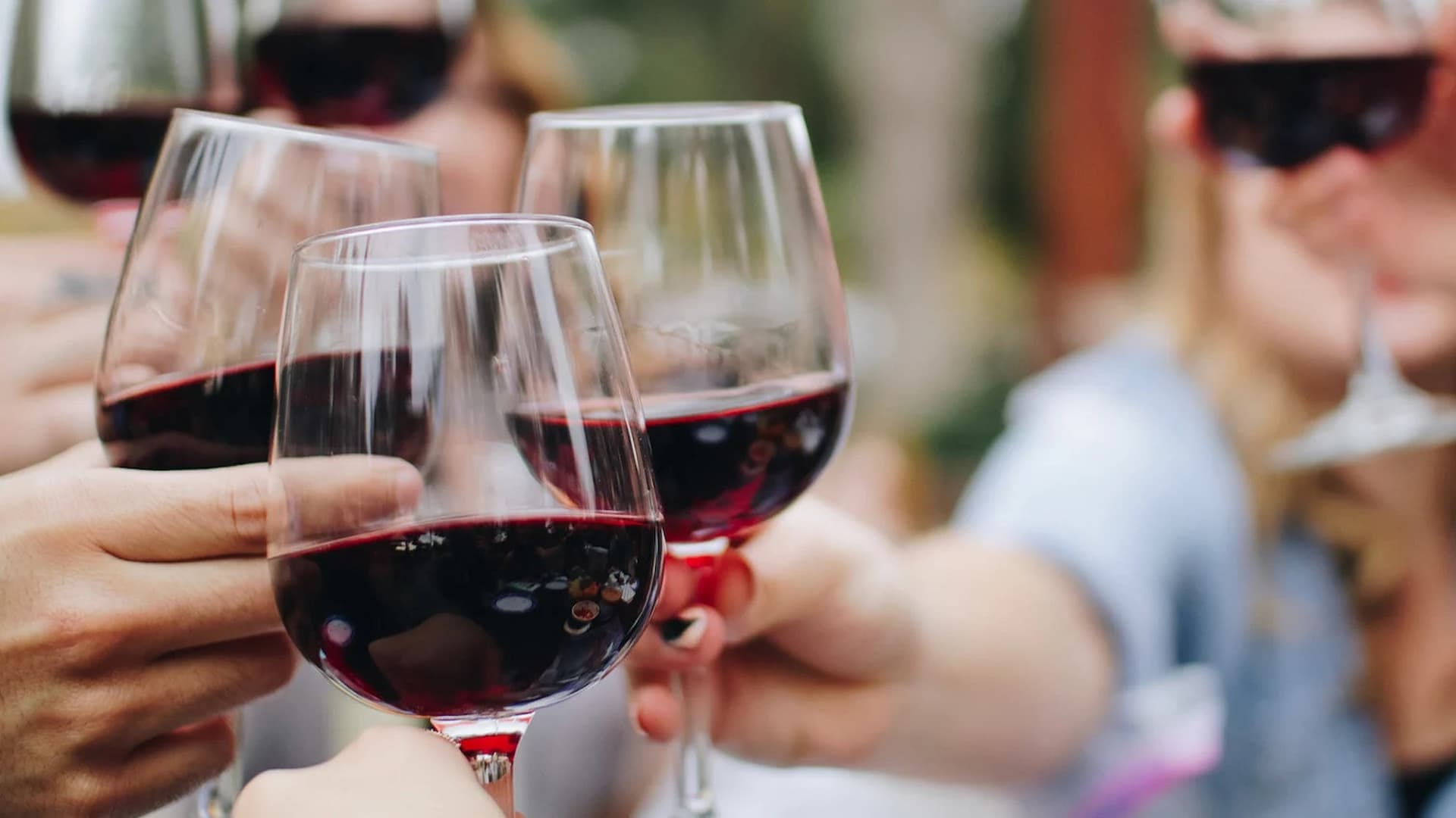 Friends toasting with glasses of red wine