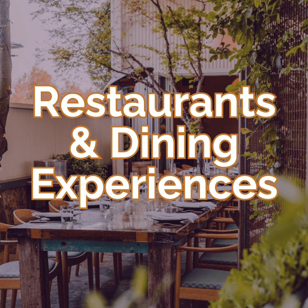 Outdoor dining area with restaurant tables