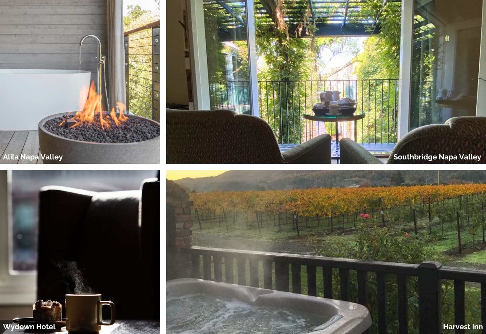 Luxurious Napa Valley hotel views and amenities.
