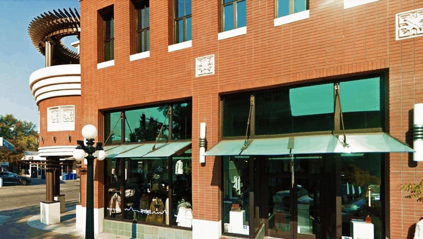 Modern brick building with storefronts