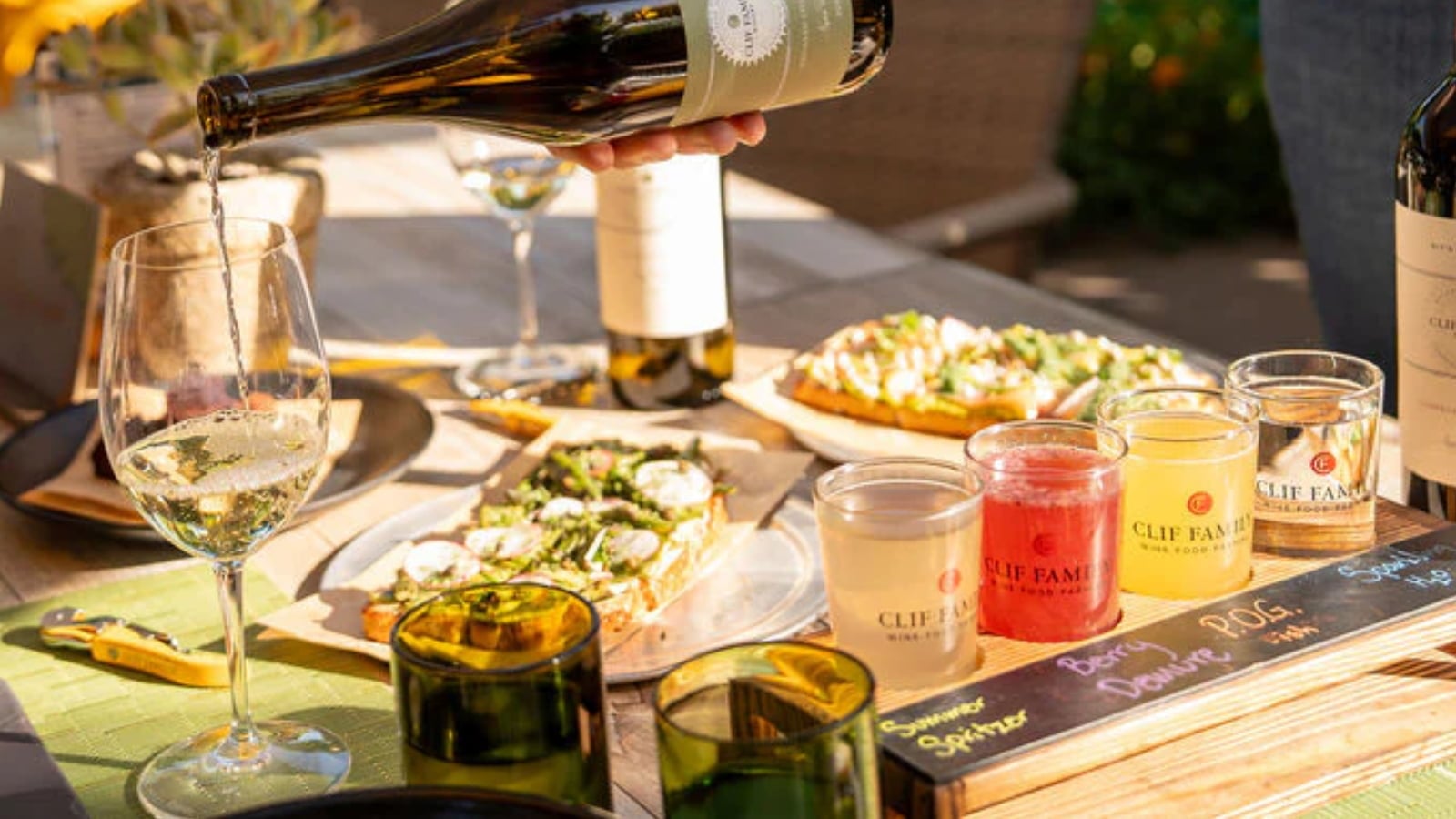 Wine tasting with bruschetta and outdoor table setting