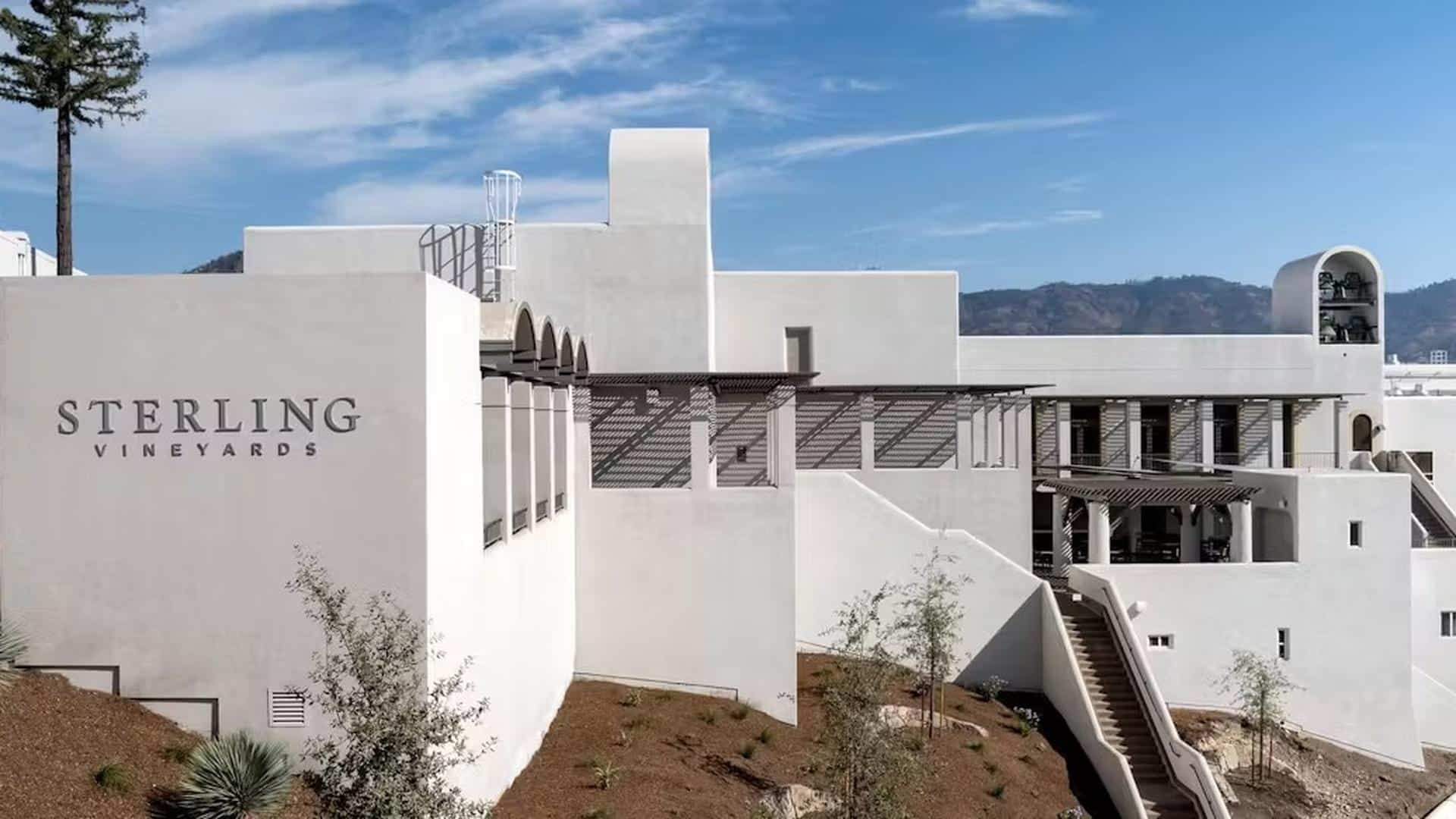 Sterling Vineyards white building with scenic view