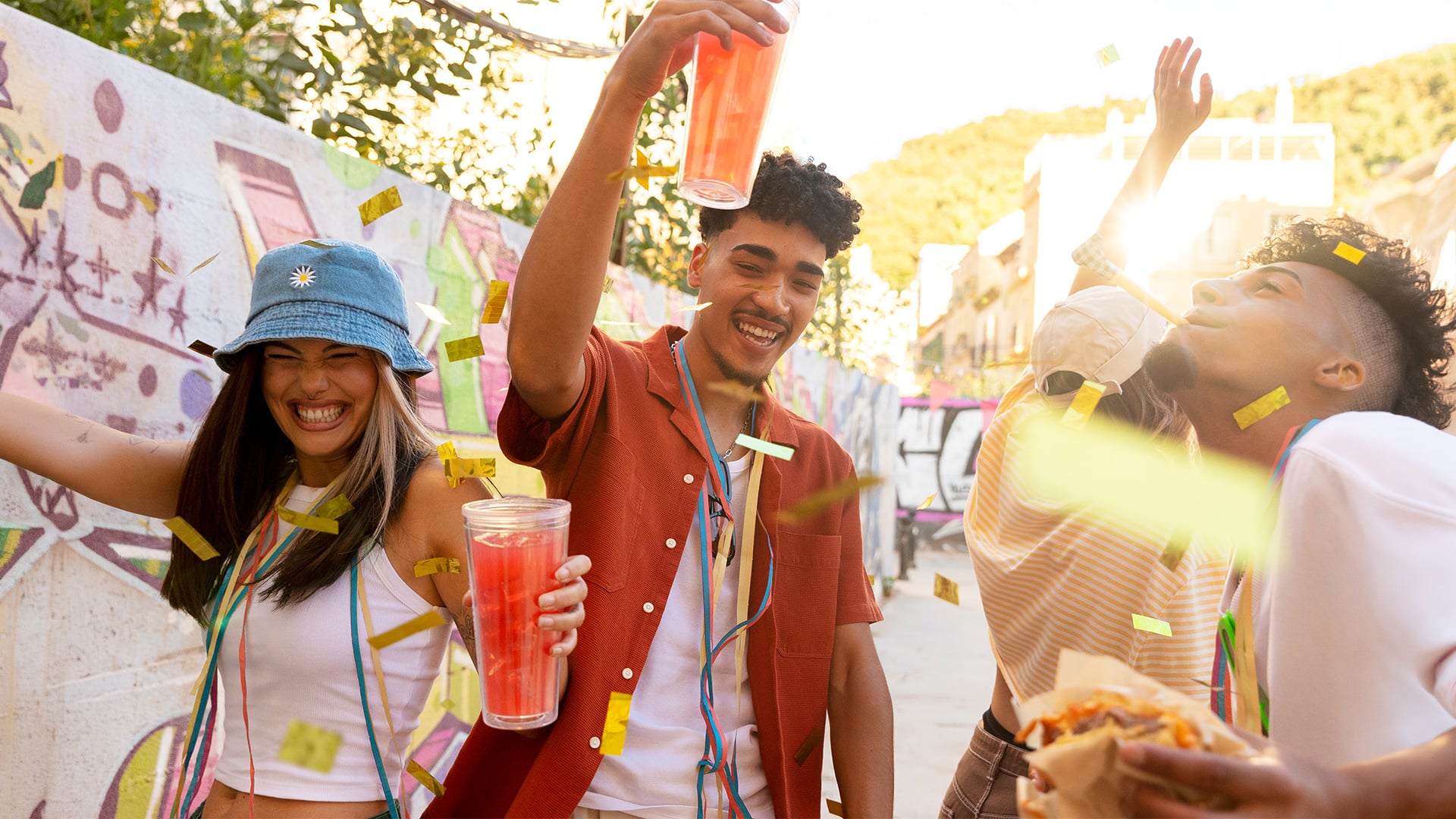 People having fun at a block party