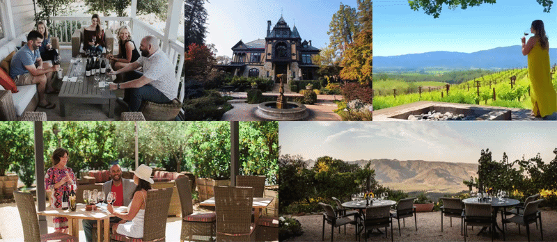 Winery estate, vineyard views, and outdoor wine tastings