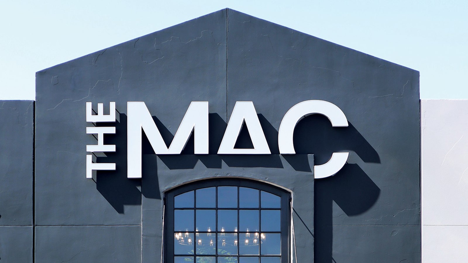 The MAC building exterior with window display