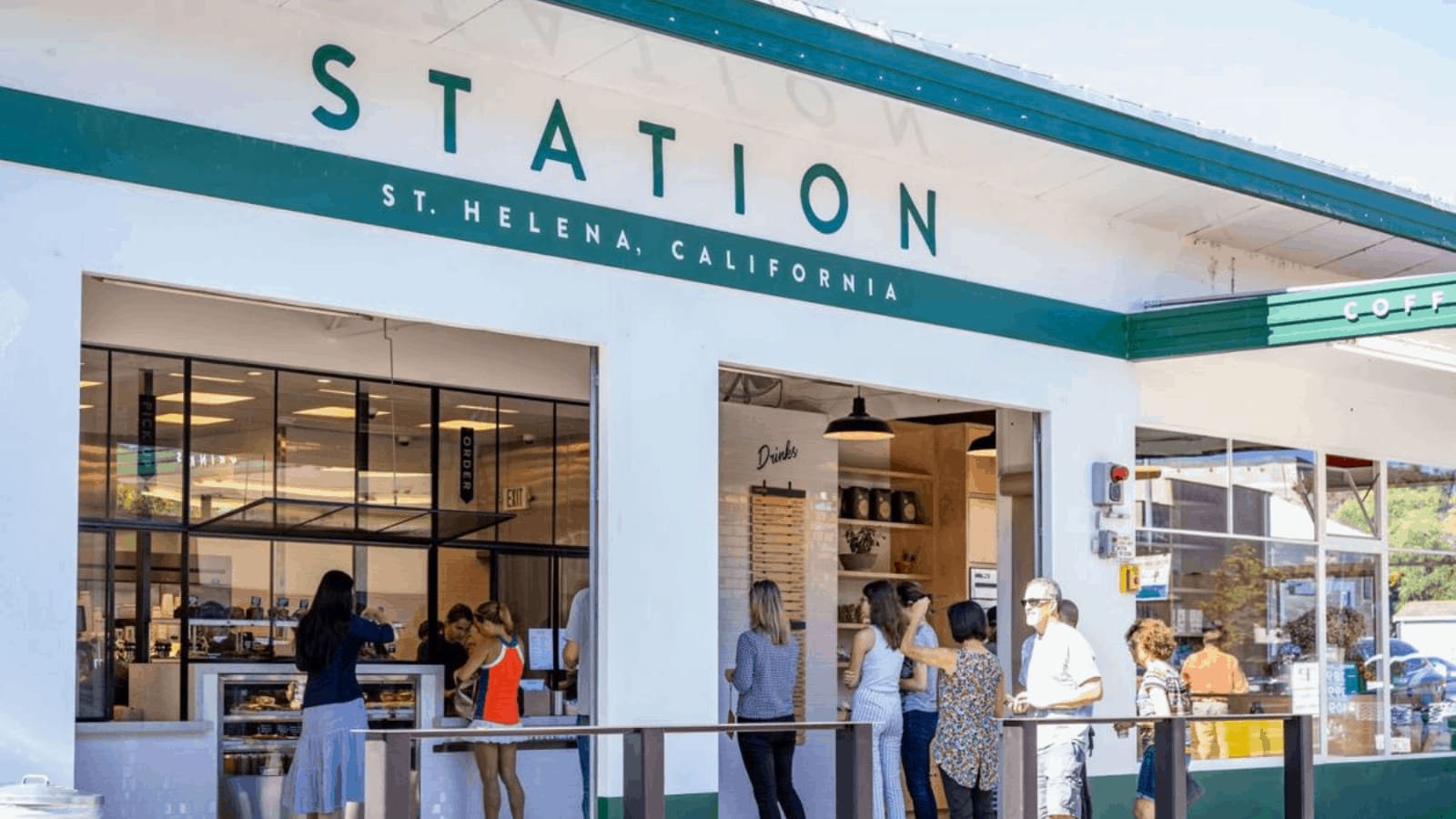 People outside Station in St. Helena, California