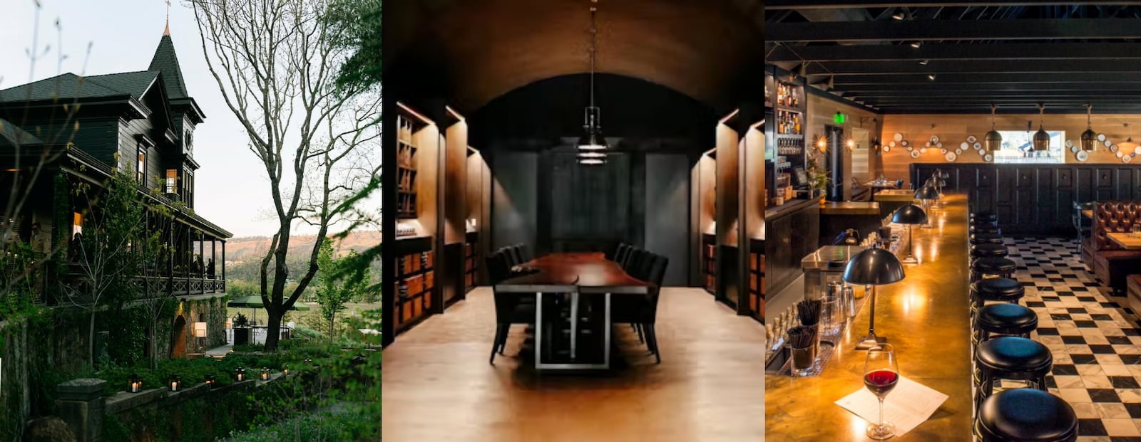 Charming restaurant, elegant dining room, cozy bar interior