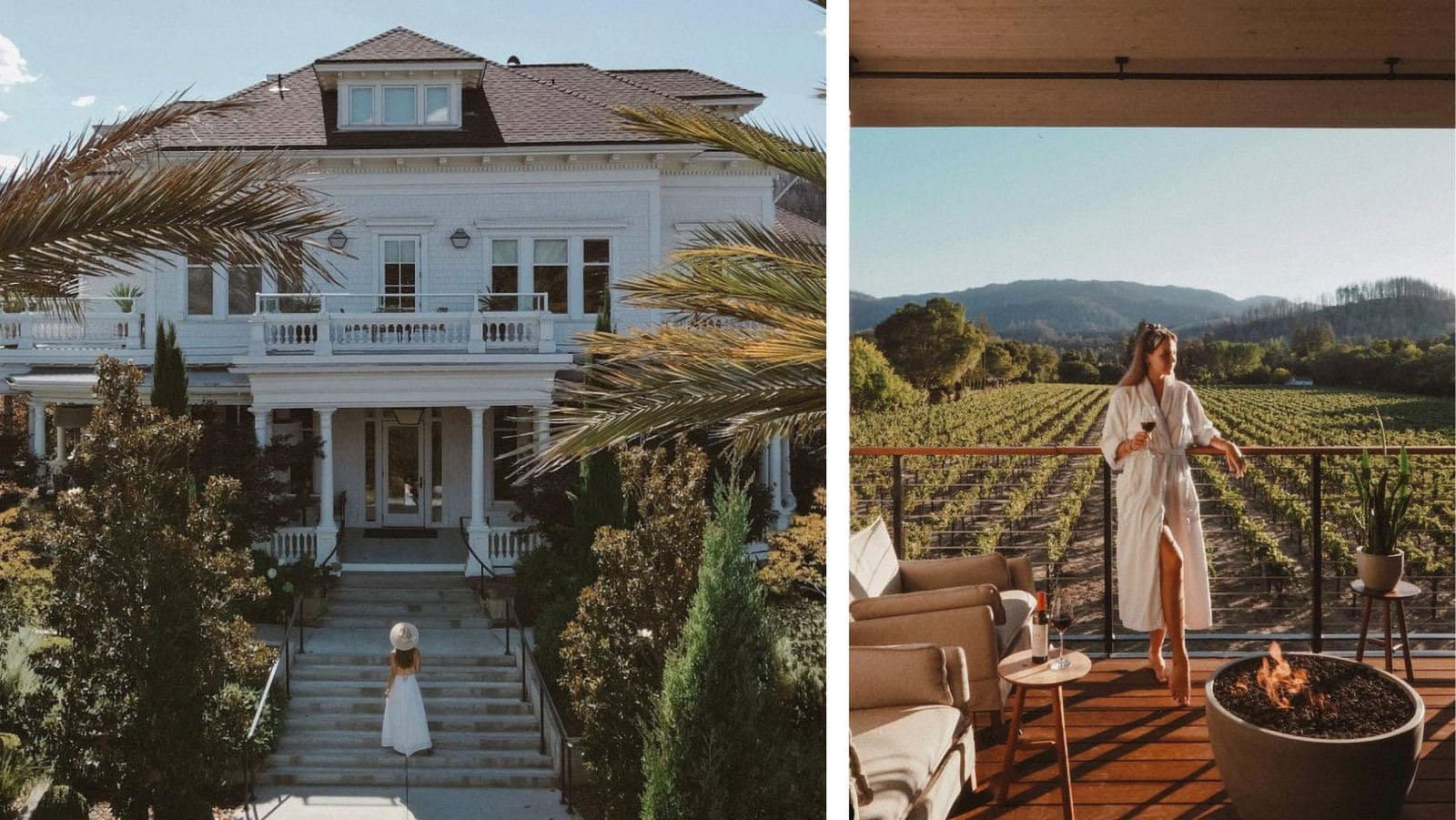 Luxury villa exterior and vineyard view balcony