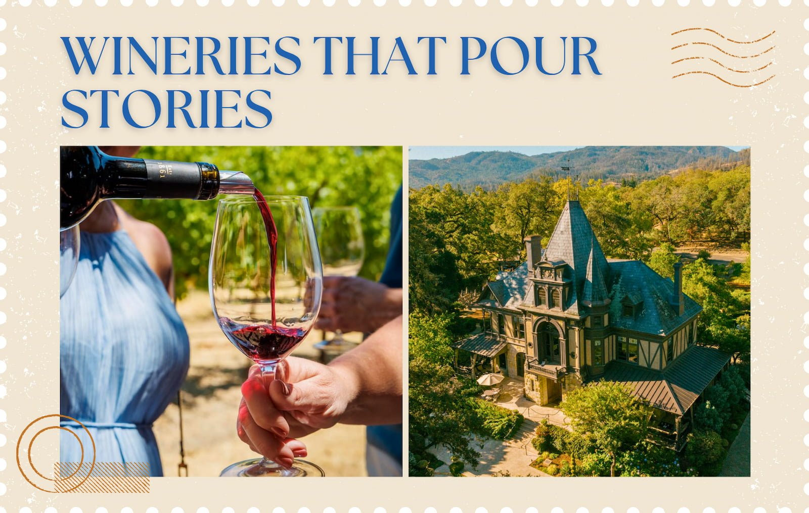 Wine pouring at scenic winery estate.